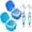 Blue & Dark Blue, variant on Two Sets Denture Cups for Soaking Dentures, Partial Denture Holder Case Retainer Mouthguard Cleaning Box Case with 2 Small Brushes - Blue and Dark Blue