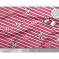 thumbnail image 3 of Soimoi Pink Cotton Poplin Fabric Stripe & Rose Bouquet Floral Print Fabric by the Yard 56 Inch Wide, 3 of 3