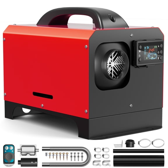 Joreek Diesel Air Heater All in One 12V 8KW, Diesel Parking Heater with LCD Switch & Muffler & Wireless Control for RV Car Bus Truck Boat - Red