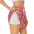 thumbnail image 2 of Disketp Red Hibiscus Flower Print Women's Shorts Workout Shorts for Athletic Gym Running Shorts with Phone Pockets Small, 2 of 8