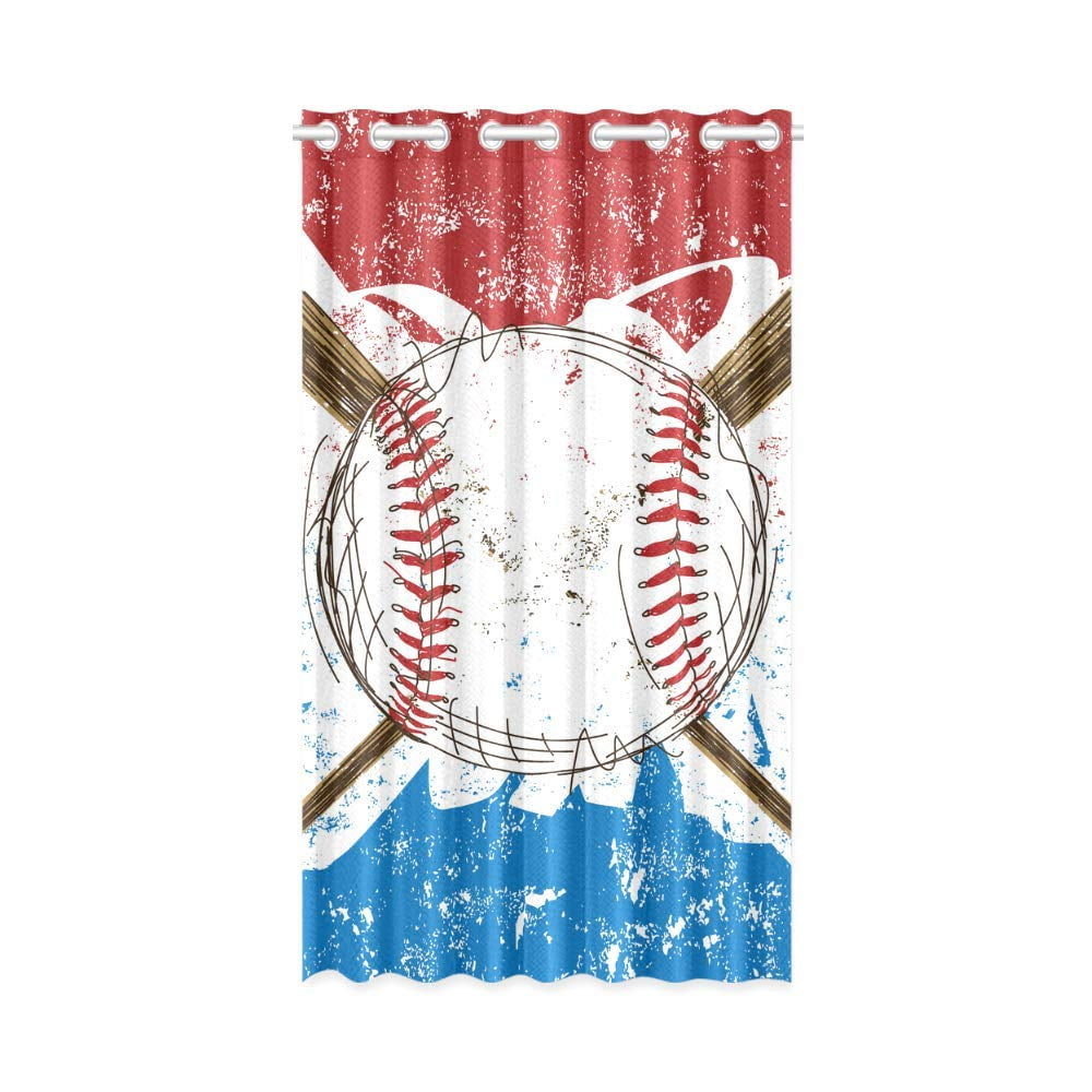 MKHERT Baseball Flag Blackout Window Curtain Drapes Bedroom Living Room