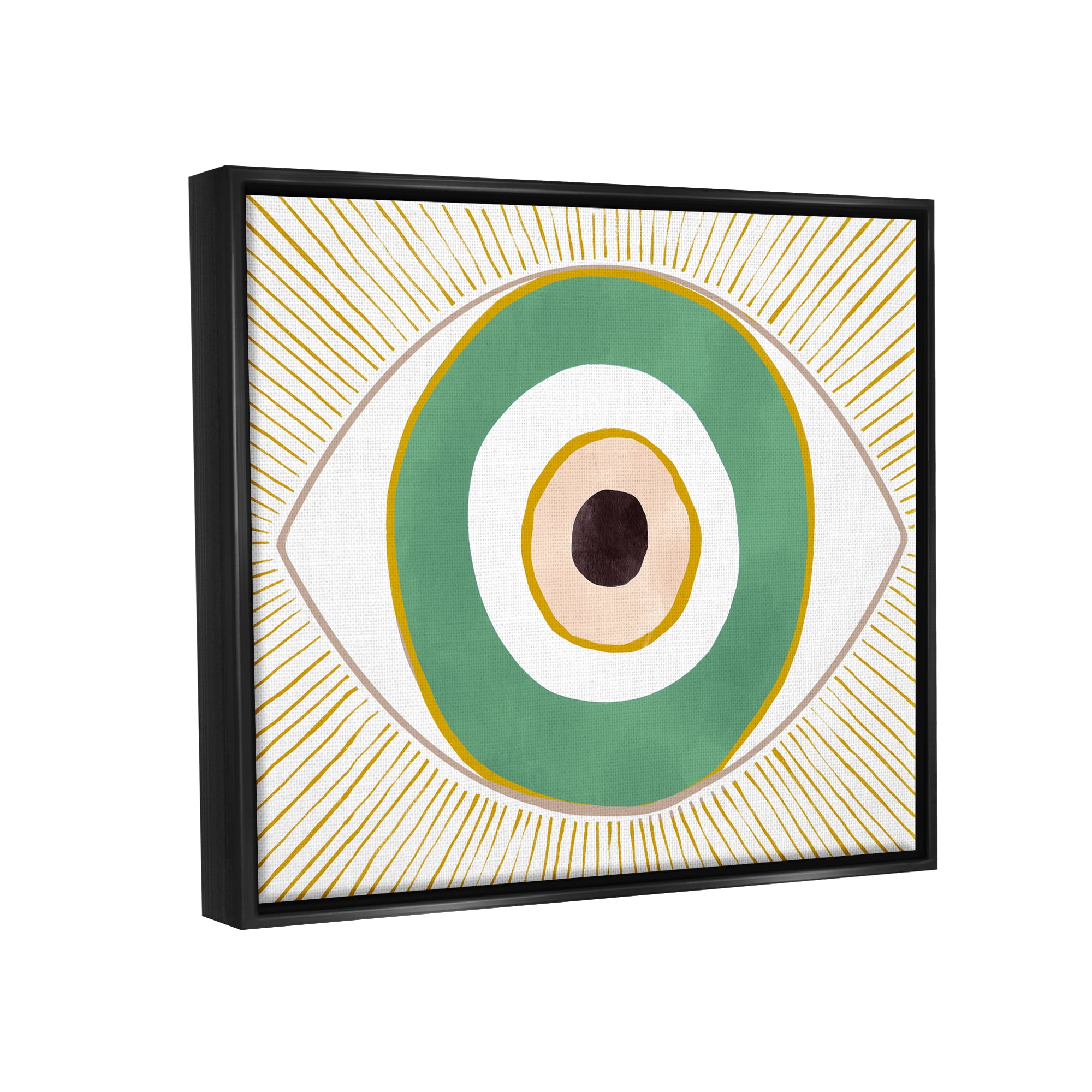 Stupell Industries Green Modern Evil Eye Symbol Abstract Painting Black Floater Framed Art Print Wall Art