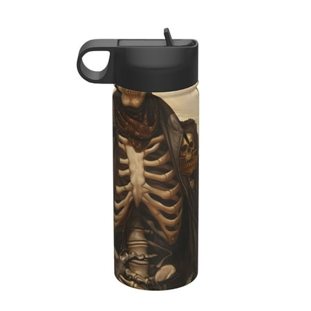 

Daiia Western Skull Cowboy Printed 18oz Sports Insulated Kettle With Straw Water Bottle For Running Hiking Cycling Climbing Mens Woman S Sports Water Bottle
