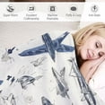 thumbnail image 3 of ONETECH Aircraft Sherpa Blanket Airplane Print Throw Blanket Decor Aircraft Flying Plush Blanket Sketch Style Blue White Fuzzy Blanket Bedroom Throw, 3 of 6