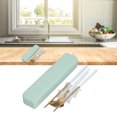thumbnail image 4 of Portable Flatware Set, Spoon Fork Chopsticks Durable No Incisive Travel Utensils  For Student For School For Working White GoldGreen Storage Box, 4 of 8