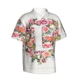 thumbnail image 2 of Letter L Flower Graphic Hawaiian Shirts For Men, Summer Short-Sleeve Relaxed-Fit Button-Down Shirts Small, 2 of 9