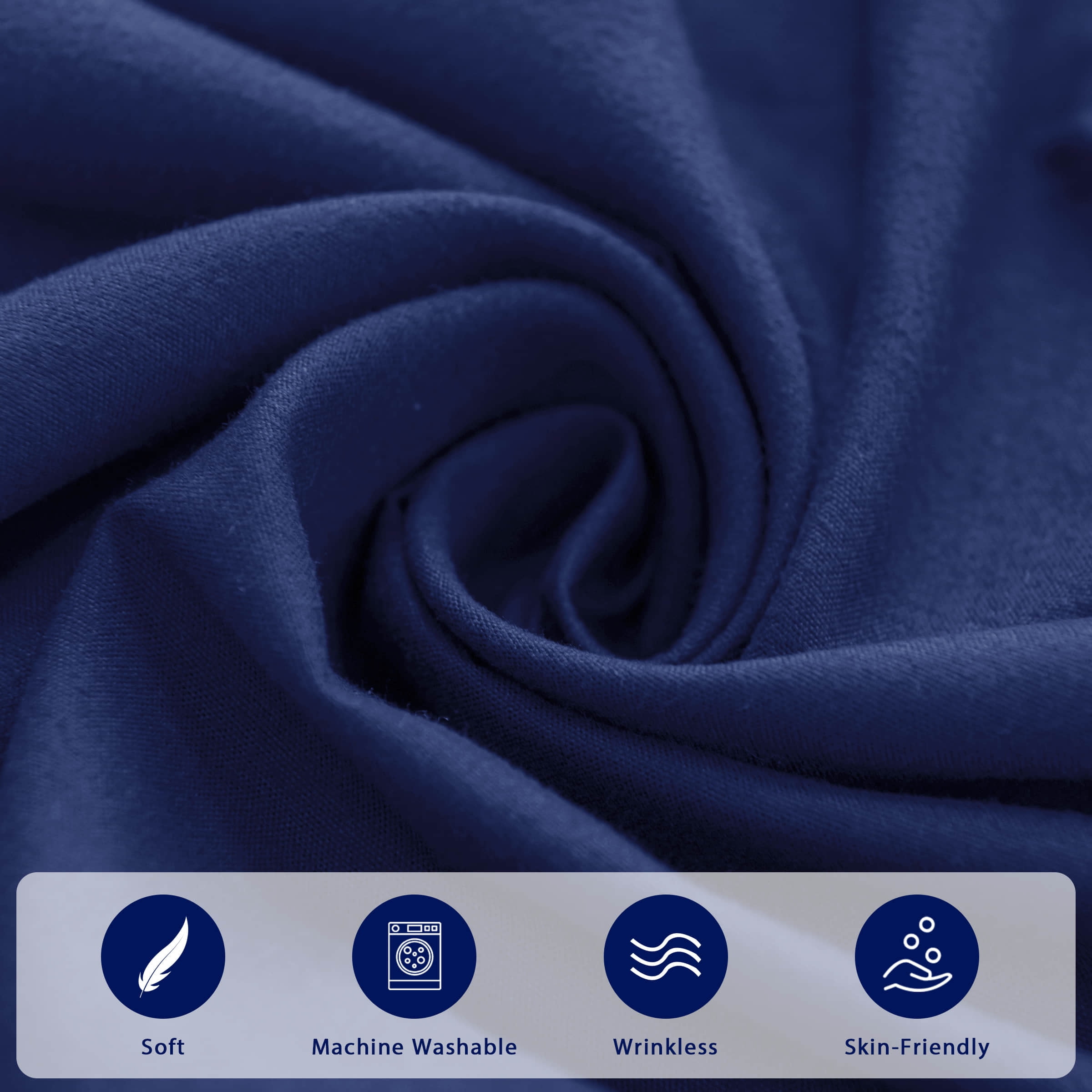 Subrtex Bed Skirt Wrap-Around Dust Ruffle Elastic 16 Inch Bed Cover, King, Navy