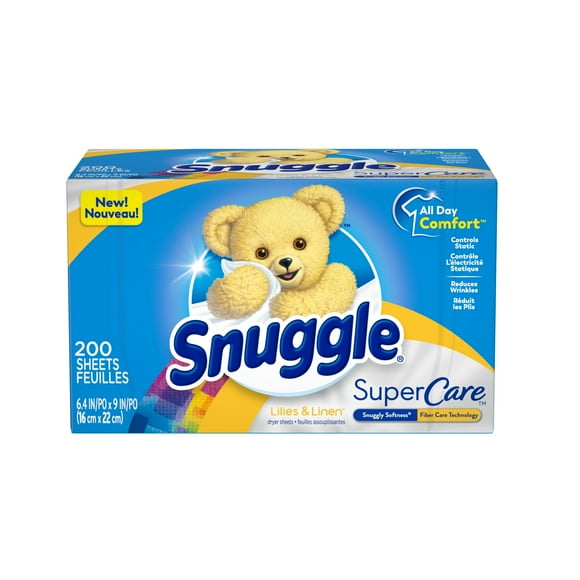 Snuggle SuperCare Fabric Softener Dryer Sheets, Lilies and Linen, 200 Count