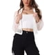 thumbnail image 1 of Chaqueta bomber transparente Inspire Chic para mujer, con cierre, de manga larga, transparente, talla XL, blanca, 1 of 6