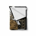 thumbnail image 2 of Tattoo Soft Flannel Fleece Throw Blanket, Skull Diamond Eyes and Floral Theme Vine Art Shape Renaissance Inspired, Cozy Plush for Indoor and Outdoor Use, 50" x 60", Brown and Black, by Ambesonne, 2 of 6