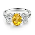 thumbnail image 2 of Gem Stone King 10K White Gold Yellow Citrine, White Lab Grown Diamond Engagement Ring for Women | 2.14 Cttw | Oval 8X6MM | Gemstone November Birthstone | Size 9, 2 of 5