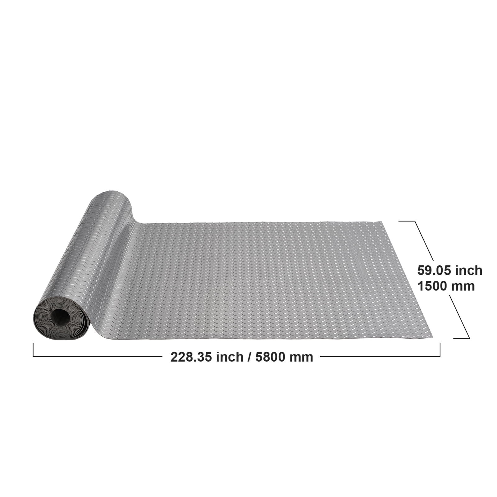 KFFKFF Garage Floor Mat 4.9x19 ft Vinyl Garage Flooring Roll Anti-Slide Diamond Texture Grey Garage Mats for Under Car 93 sqft Covering Space DIY PVC Garage Floor Mat for Gyms Boats Car Trailer
