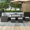 thumbnail image 5 of CozyHom 7 Pcs Outdoor Patio PE Wicker Dining Furniture Sofa Set with Table and Ottomans, All Weather Rattan Conversation Sectional Couch Set With Cushions, Gray, 5 of 13
