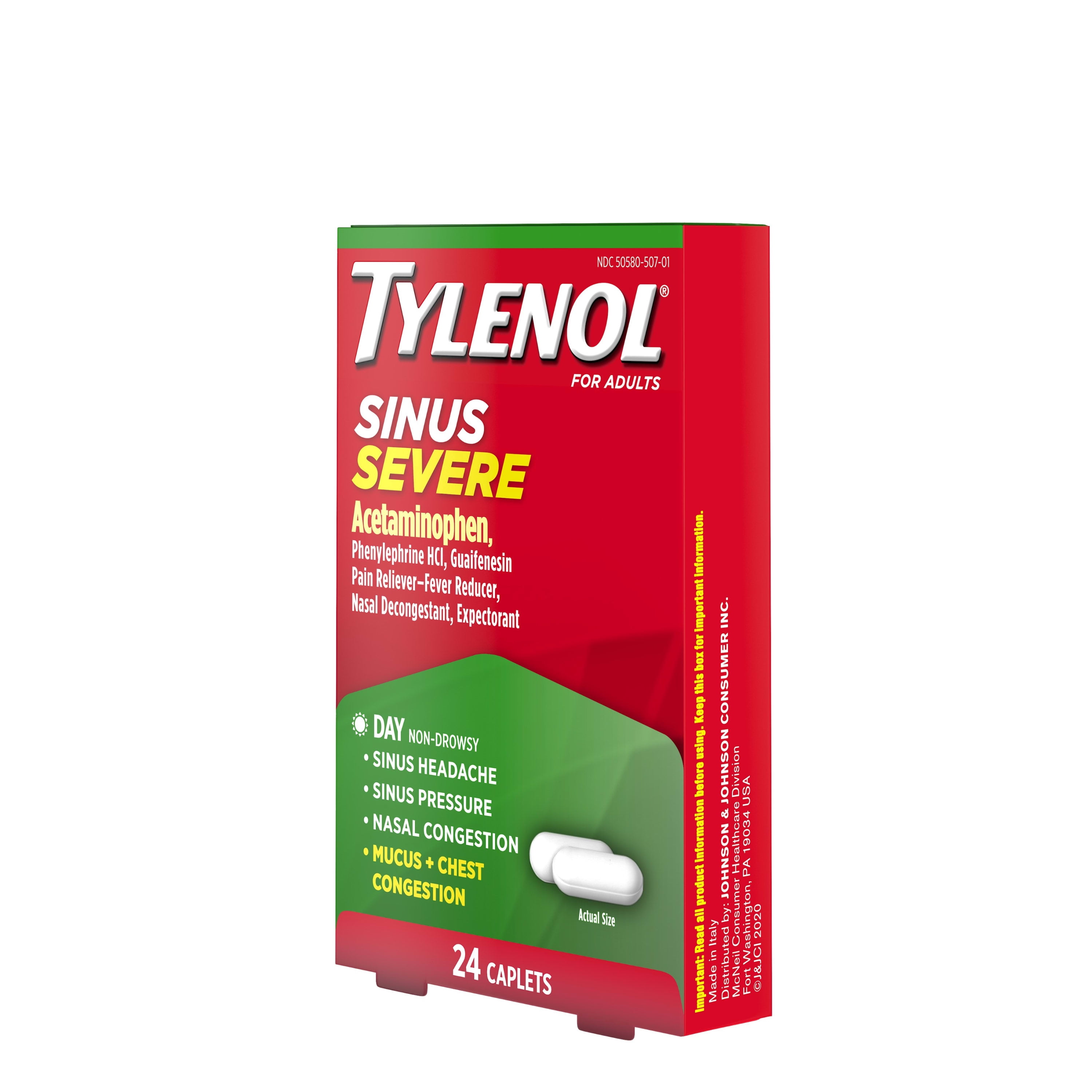 Tylenol Sinus Severe Non-Drowsy Day Cold & Flu Relief Caplets, 24 ct ...