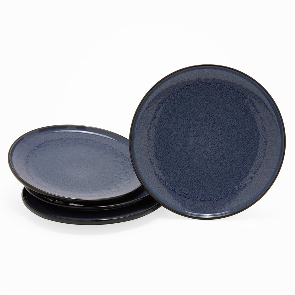 MoDRN Neo Luxury Reactive Glaze 4 Piece Dinner Plate Set, Blue
