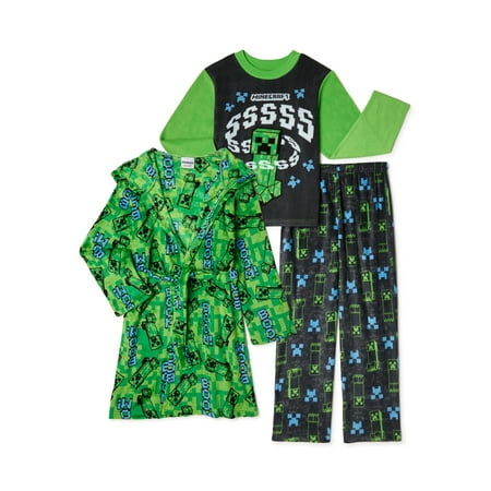 Minecraft Boys Pajama Robe Set, 3-Piece, Sizes 6-10