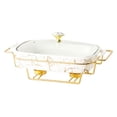 thumbnail image 3 of Abbracc Chafing Dish Buffet Server Rectangular Large Capacity Casserole Tray for Parties White, 3 of 9