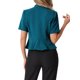 thumbnail image 3 of BLAZER DE TRABAJO CHIC PARA MUJERES INSPIRE CON CUELLO SHAWL ABIERTA Y CORTA EN AZUL VERDE, 3 of 6