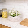 thumbnail image 4 of Kuroiy Woven Rattan Storage Basket | Handheld Easter Candy Flower Organizer | White Plastic | Lightweight Durable Skirt Design | 8.3x6.3in | Indoor Outdoor Holiday Decor, 4 of 6