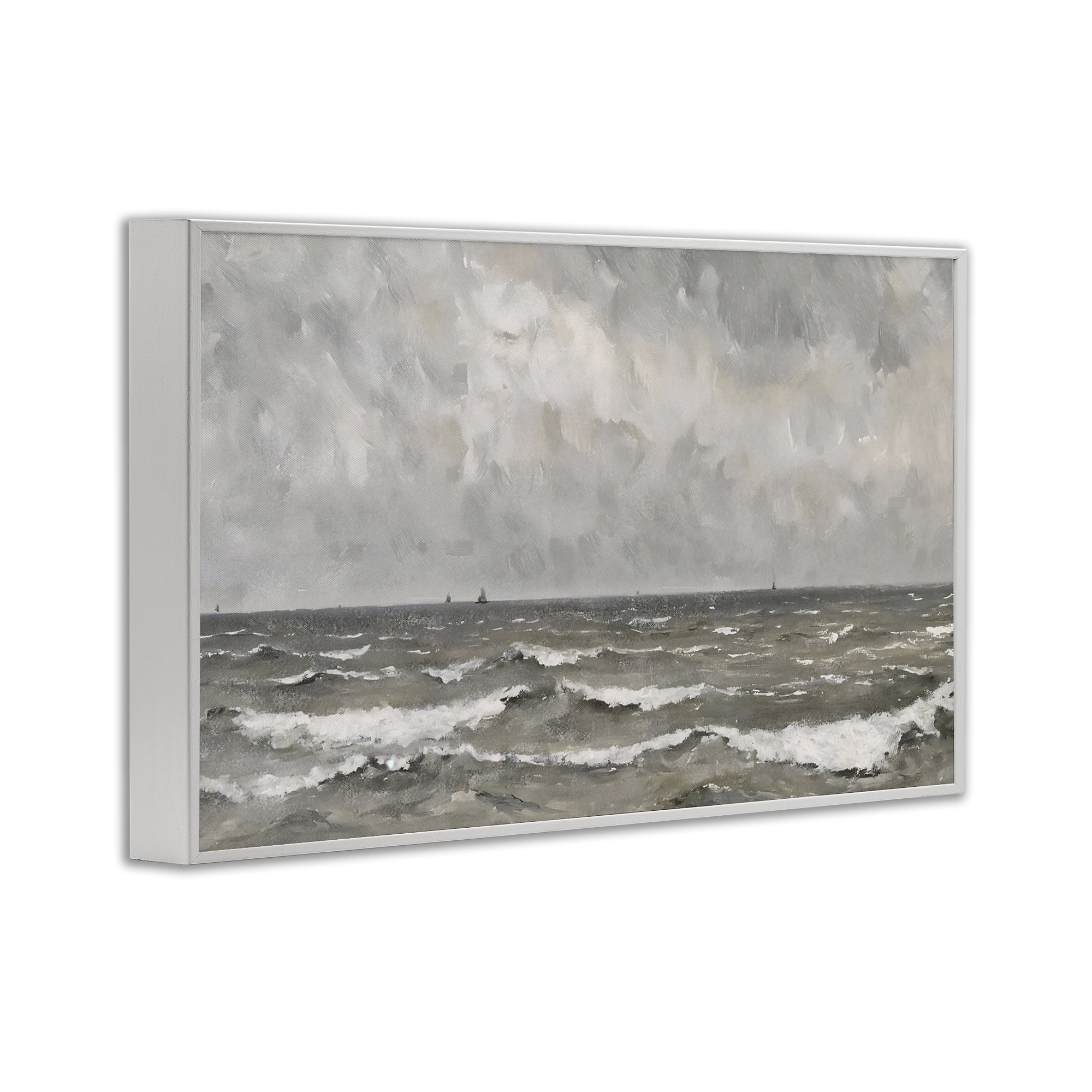 Stupell Industries Stormy Ripples at Sea White Framed Giclee Art, design by Jacky Ngan