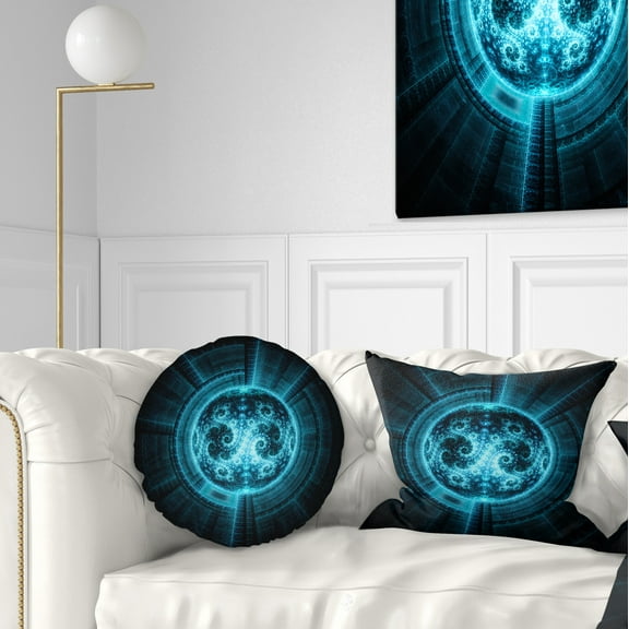 Designart 12" x 20" Blue Polyester Throw Pillow