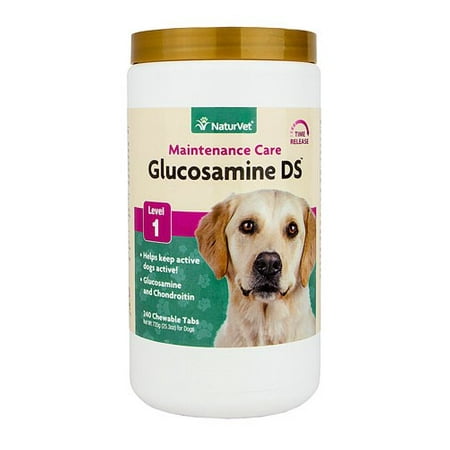 NaturVet Glucosamine DS Level 1 Maintenance, Joint Care Support Supplement for Dogs and Cats, 240 Chewable