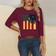 thumbnail image 4 of Mujeres Tres Cuartos de Manga Tops Impreso Cuello Redondo Blusa, 3/4 Manga Casual Camiseta para la Primavera, 4 of 6