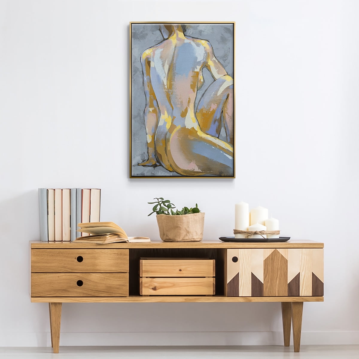 Grey Maiden II Framed Premium Gallery Wrapped Canvas - Ready to Hang - 27 x 41 - Gold Floating Frame