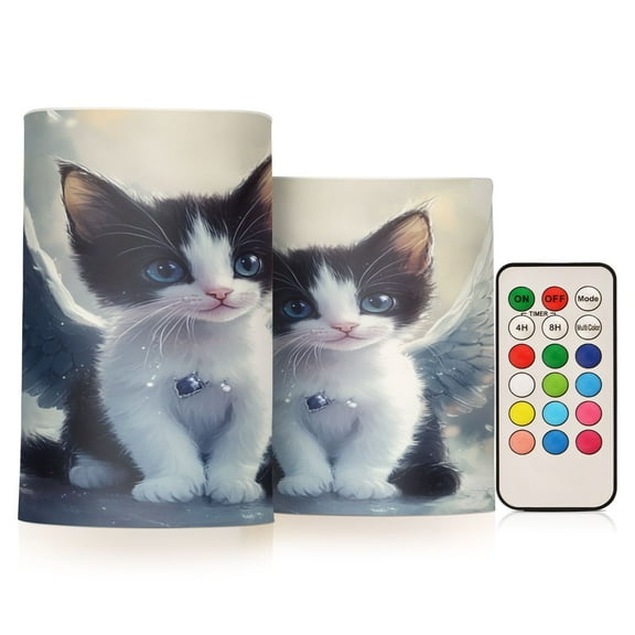 BZSMCE Flameless Candles LED Lights Cute Cats with Wings Creativity Battery Candles