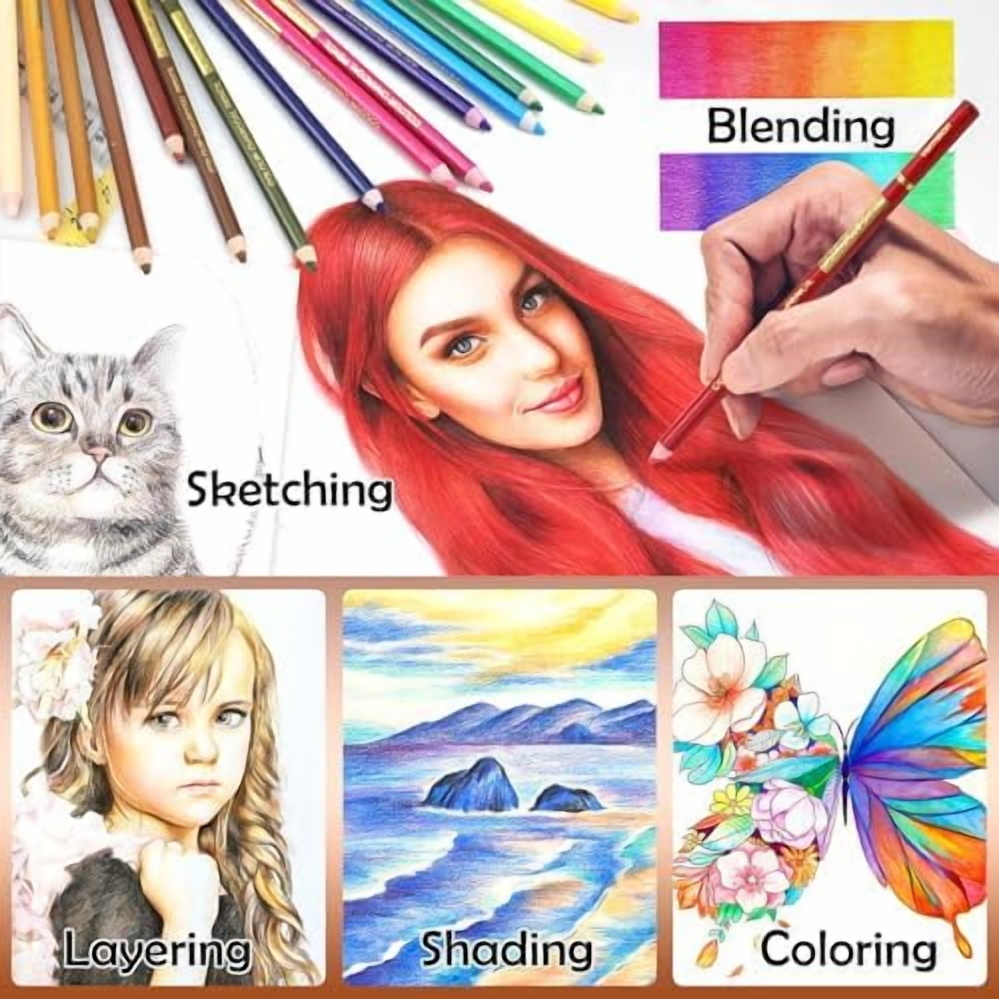 24 Premium Colored Charcoal Pencils Drawing Set, Quality Pastel Chalk Pencils, Skin Tone Colored, for Coloring, Sketching, Drawing, Layering & Blending for Beginners & Artists$$Art & Craft