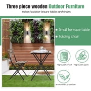 Bistro Set of 3 Outdoor Furniture Sets 2 Folding Chairs and Table High Quality Steel Frames and Weather-Resistant Wood Portable Design for Bistro & Balcony,Chestnut Brown