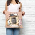 thumbnail image 2 of Pink Brown Cute Cat Pillow Covers 16x16 Inch Decorative Throw Pillow Cover, Cartoon Funny Heater Cats Sofa Pillowcases Accent Cushion Case Home Decor Bedroom Living Room, 2 of 6
