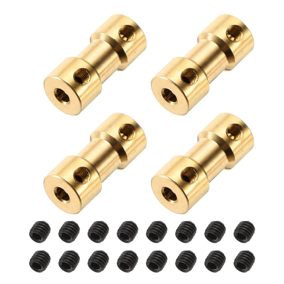 Uxcell 4Pcs 2.3mm to 3mm Brass Shaft Coupling Joint Connector with Screws for RC Model Car