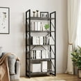 thumbnail image 3 of Dextrus 5-Tier Industrial Ladder Freestanding Bookcase with Open Storage Shelves, Gray & Black, 3 of 10
