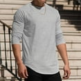 thumbnail image 4 of PNTUTB Men's Crew Neck Casual Long Sleeve Pullover Solid Color Lightweight Loose Fit Sports Top, 4 of 5