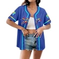 thumbnail image 3 of Youpwaven Women's 250th Anniversary Independence Day Baseball Jersey, Patriotic American Flag Button Up Shirt, USA Stars and Stripes V-Neck Summer Top, Casual Short Sleeve Sporty Apparel, 3 of 9