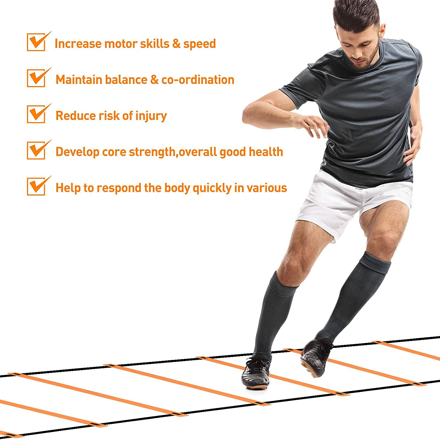 6M Speed Agility Fitness Training Train Ladder Football Soccer Exercise 12 Rungs 