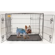 KennelMaster Double Door Folding Wire Dog Crate, Black, X-Small, 24L