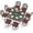 Dark Bronze/Chili Red, variant on MEETWARM 9-Piece Outdoor Patio Dining Set for 8, All Weather Cast Aluminum Patio Funiture Table and Chairs Set- Large 64" Square Table and 8 Cushioned Swivel Rocker Chairs, 2.2" Umbrella Hole, Red