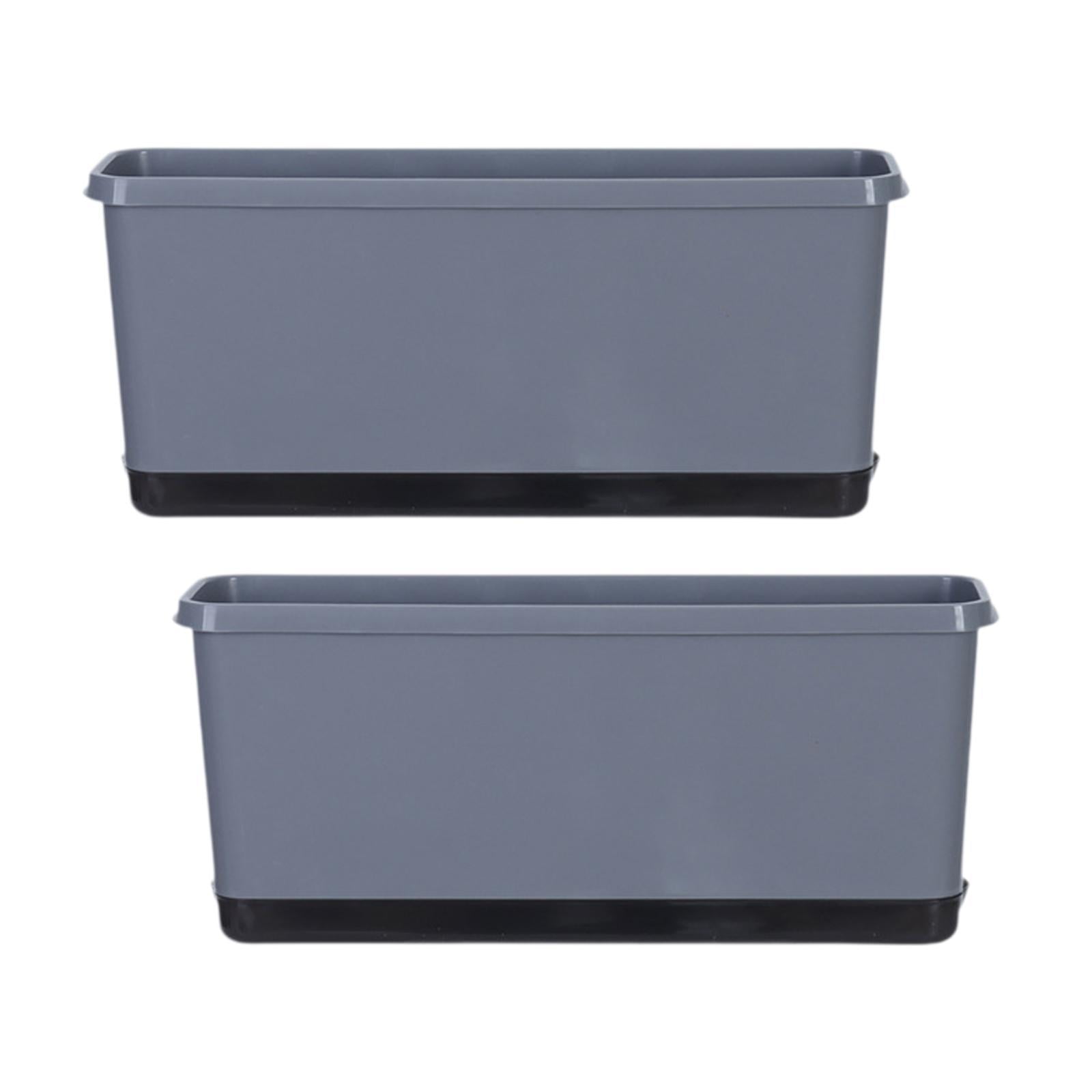 colaxi 2Pcs Window Box Planter Flower Pot with Drainage Holes with Absorbent Cotton Rope Versatile Accessories for Home Porch Sturdy Grey