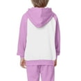 thumbnail image 4 of Dvprdro Children's Color Block Hooded Sweatshirt Casual Trendy Long Sleeve Hoodie Tops Fall Winter Pullover Tunic Blouse for Boys and Girls Aged Purple 7 Years, 4 of 5