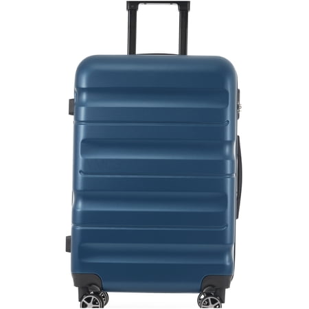 Large 28 Inch Check-In Suitcase with ABS Hardshell and Smooth Rolling Spinner Wheels in Inky Blue