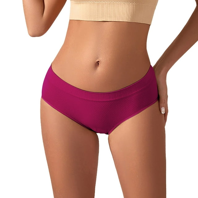 WZXFASHION Culottes Femme Couleur Unie Conservatrices Taille Mi-Haute Fines Sans Couture Rouge G