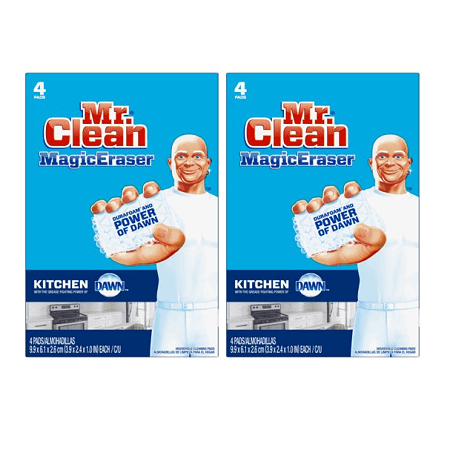 Eraser Self Cleaning Rubber - (2 pack) Mr. Clean Magic Eraser Kitchen, Cleaning Pads with Durafoam, 4 count