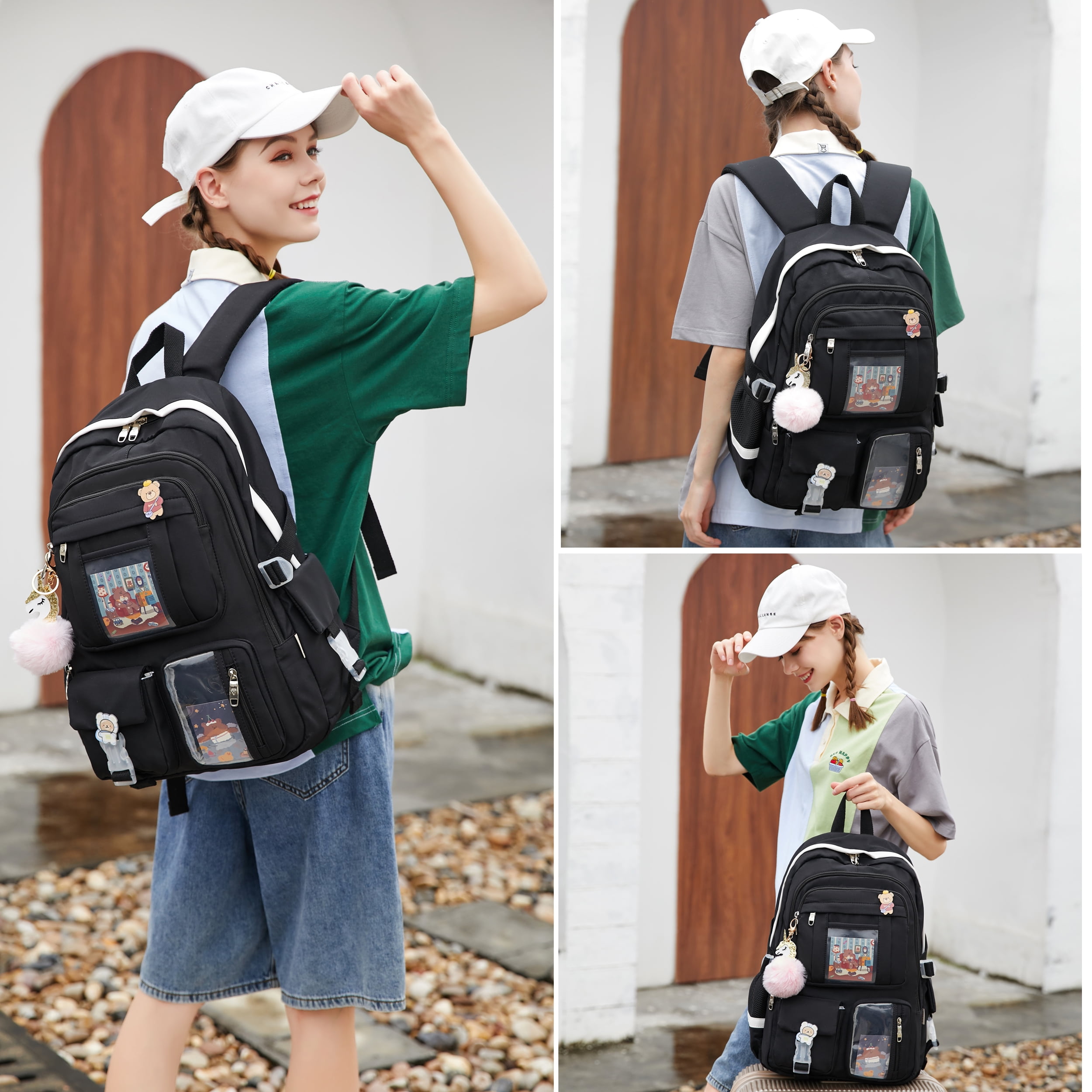 16 Inch Laptop Backpack Large School Bag College Daypack Travel Bookbag for Teens Girls Women Black Walmart