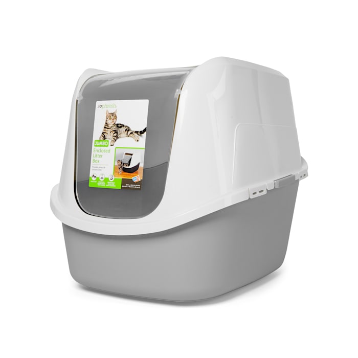 So Phresh Jumbo Enclosed Cat Litter Box, Grey photo 3