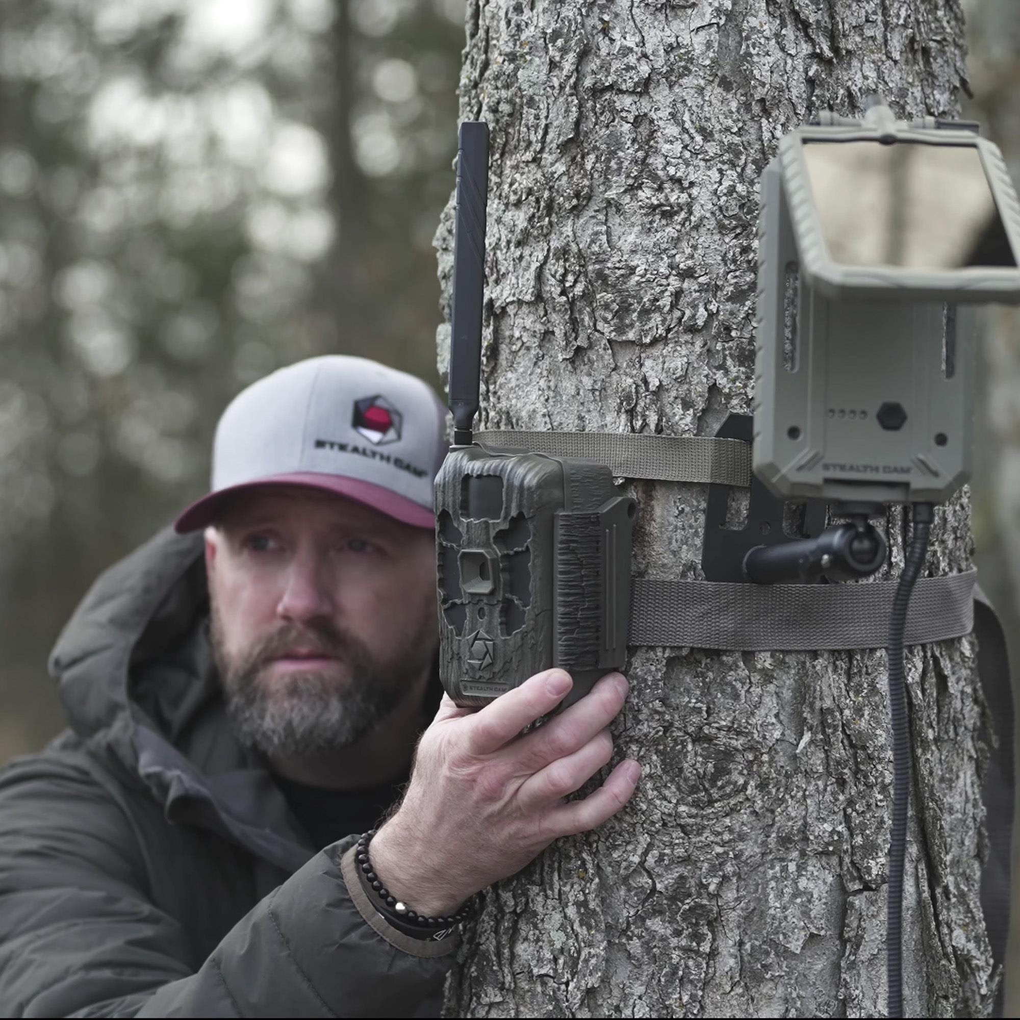 Stealth Cam 40MP Deceptor Max Cellular Trail Camera with 0.4-Second Trigger Speed (2-Pack) Bundle with 5000mAh Solar Battery (2-Pack), Card Reader, and 32GB Memory Card (2-Pack) (6 Items)
