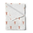 thumbnail image 2 of Lobster Soft Flannel Fleece Throw Blanket, Pattern with Symmetrically Aligned Lobster on White Background, Cozy Plush for Indoor and Outdoor Use, 70" x 90", Vermilion and White, by Ambesonne, 2 of 5