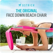 Ostrich The Ladies Comfort Lounger, Foldable Beach Pool Tanning Chair, Pink