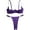 Purple, variant on Sexy Underwire solid color Push Up Bra Half cup holder chain crotch opening Lingerie Set for Women 2 Piece